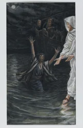 Saint Pierre marche sur la mer, illustration de La vie de notre Seigneur Jésus-Christ