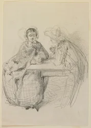 Couple assis à une table