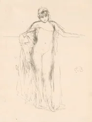 Modèle drapé, debout
