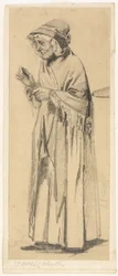 Vieille femme avec châle et bonnet