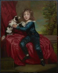 Portrait de Maître Semon avec un épagneul