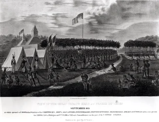 Vue du grand traité tenu à Prairie du Chien, Wisconsin, septembre 1825, de 