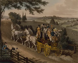 Diligence (gravure en couleur)