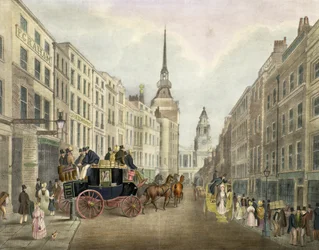 Le Carrosse de Cambridge quittant la Cour de Belle Sauvage, Ludgate Hill