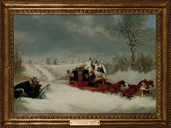 Le courrier de Liverpool dans une tempête de neige près de St. Albans, 1837