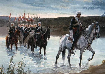 Les 17e Lanciers en marche en Inde centrale en 1858