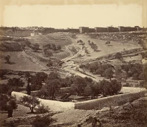 Jardin de Gethsémani et montée vers la porte de Stephen, à travers la vallée de Jehosephat