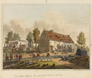La Belle Alliance, le centre de la position française, extrait de "An Historical Account of the Battle of Waterloo" (récit historique de la bataille de Waterloo)
