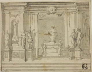 Portique intérieur avec statues