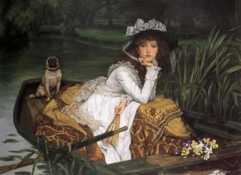 Une jeune femme dans un bateau.
