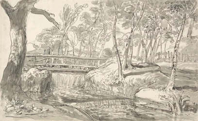 Paysage fluvial avec cascade