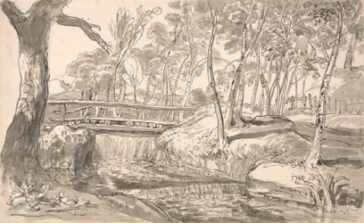 Paysage fluvial avec une cascade