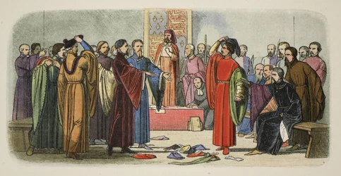 Albemarle et Fitzwalter échangent des défis, de A Chronicle of England BC 55 to AD 1485, pub. Londres