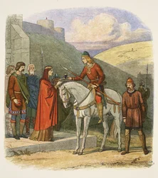 Édouard assassiné à Corfe, 18 mars 978, de A Chronicle of England BC 55 to AD 1485, publié à Londres, 1863