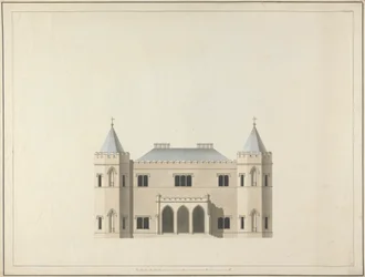 Cinq dessins pour une maison de style gothique : Élévation