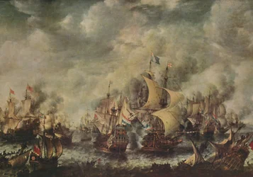 Combat naval entre les Anglais et les Hollandais au large de Ter Heyde, août 1653