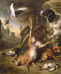 Nature morte avec gibier mort et lièvres
