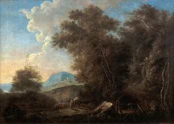 Dutch : Paysage rocheux avec passagers et passerelle Paysage rocheux avec passagers et passerelle