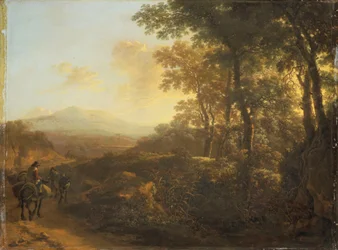 Paysage italien avec conducteur de mules