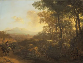 Paysage italien avec conducteur de mule