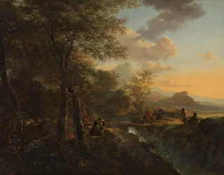 Paysage italien avec un dessinateur