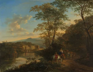 Paysage italien avec le Ponte Lucano sur la rivière Aniene, vers 1650-1652 (huile sur cuivre)