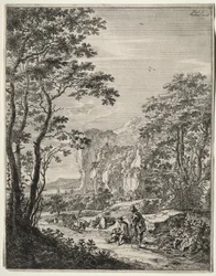 Chariot à bœufs. Vue entre Ancône et Sinigaglia