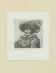 Homme avec un chapeau rond à plume (The Compleat Work of Etchings by John Chalon)