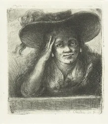 Femme au grand chapeau rond