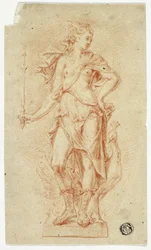 Statue de Junon avec sceptre et paon