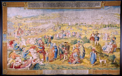 Tapisserie flamande. Série «La Conquête de Tunis»: Le Pillage de Tunis. Carton de Jan Cornelisz Vermeyen. Atelier de Willem de Pannemaker, Bruxelles. Vers 1545.