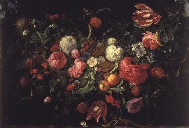 Nature morte de fleurs et de fruits