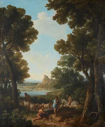 Paysage Classique avec Bergers et Cavalier