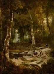 Paysage forestier avec chasse au cerf, c.1665