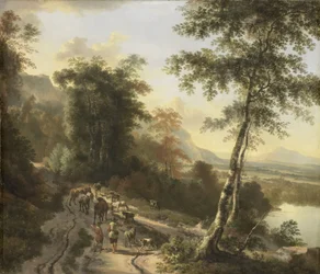 Paysage avec des conducteurs de bétail