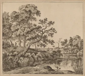 Paysage avec un arbre courbé