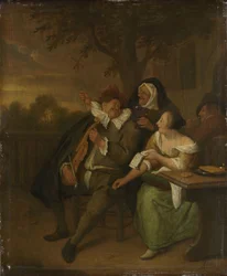 Un homme avec un violon en mauvaise compagnie