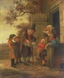 Un colporteur vendant des lunettes devant un cottage, vers 1650-53