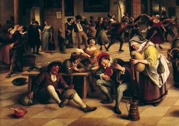 Fête dans une auberge, détail du groupe central, 1674
