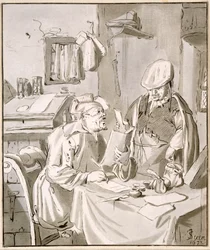 Deux hommes discutant d