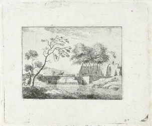 Paysage avec pont et ferme