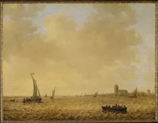Paysage marin. Vue de Dordrecht à l