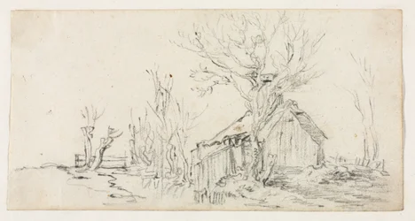 Croquis de paysage avec cottage, vers 1630