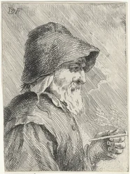 Vieil homme avec barbe et une pipe à la main