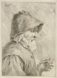 Vieil homme avec barbe et pipe à la main