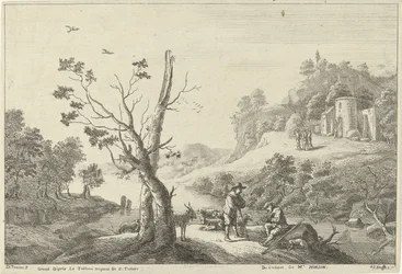 Paysage avec un joueur de flûte et un berger