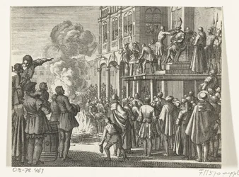 Jacob van Campen avec une mitre sur la tête sur l