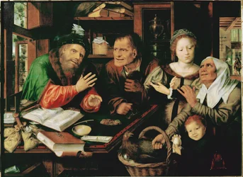 Le percepteur (peinture sur bois de chêne)