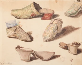 Études de costumes - Six souliers dessinés lors de l