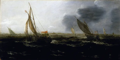 Bateaux néerlandais pris dans une forte brise